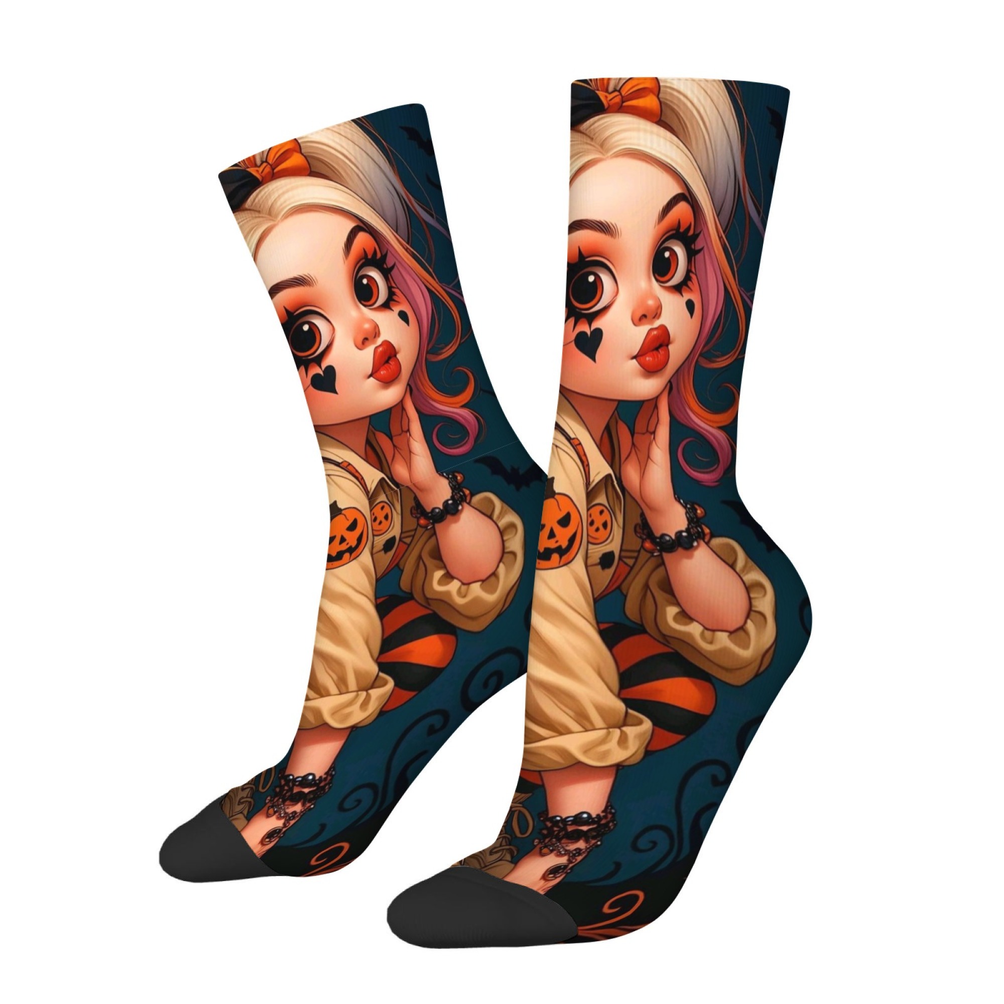 Quirky Street Fashion - Cartoon Twin-tailed Girl Print Men Socks