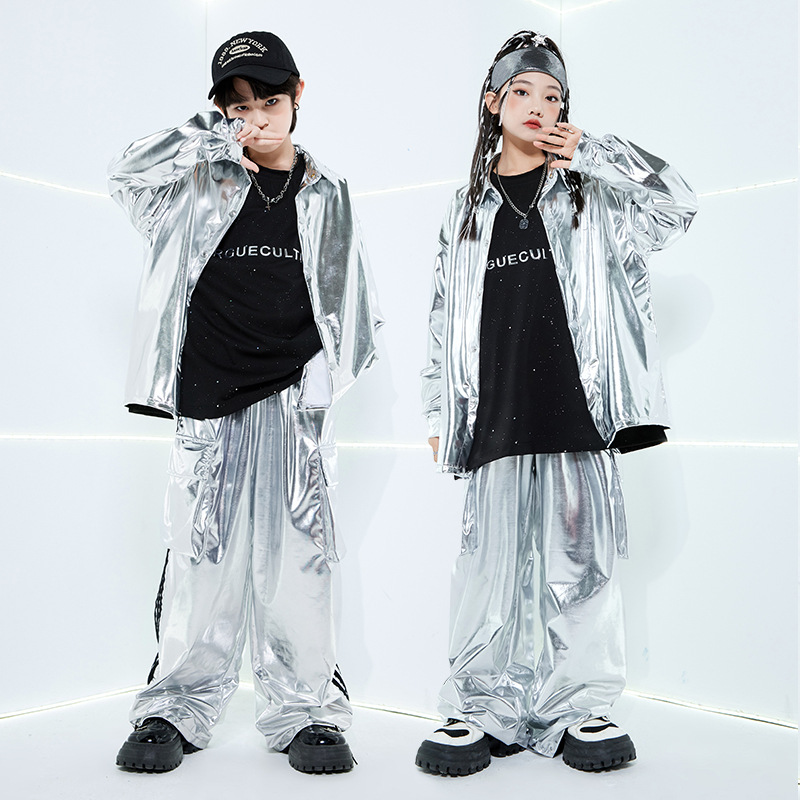 Street Fashion For Boy - Boys Hip Hop Cool Silver Jacket