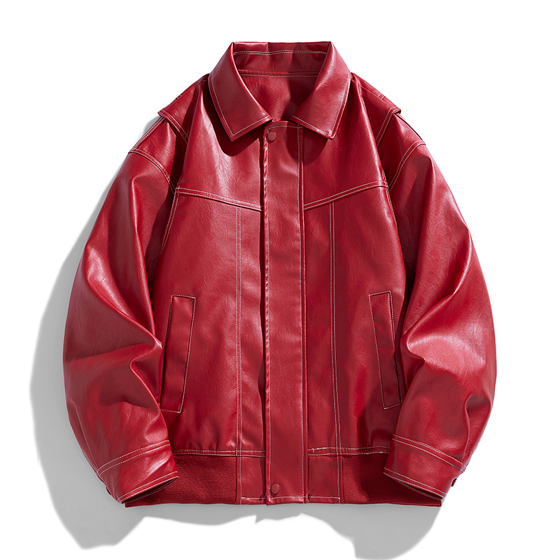 Street Fashion Couple - American Retro PU Leather Red Men's