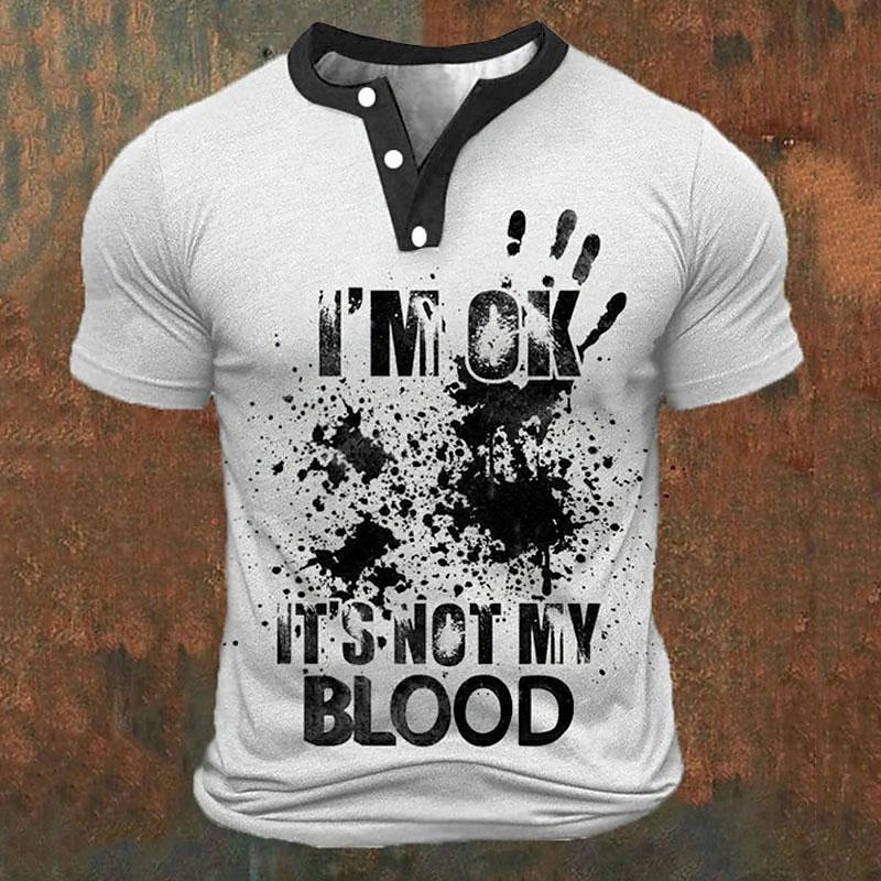Street For Fashion - Funny 3D Letter Print Men's Henley