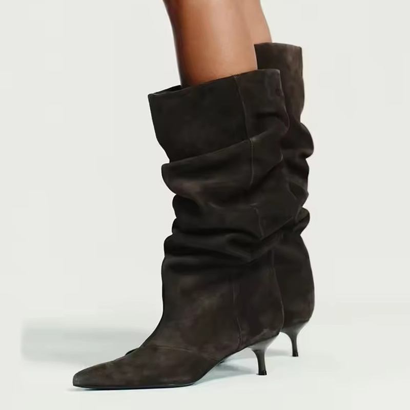 Street Fashion Designers - Liyke Runway Fashion Pleated Suede Knee