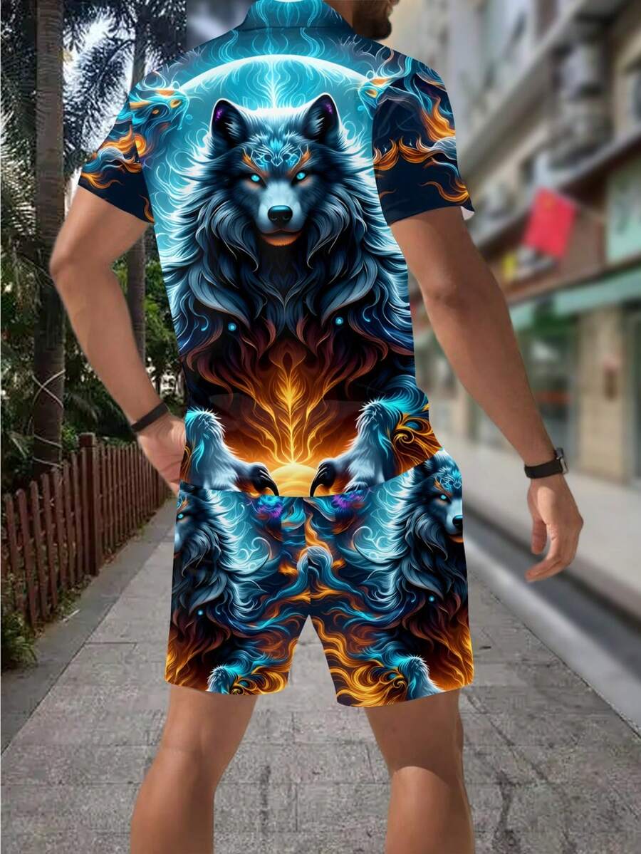 Men's Fashion 3D Wolf Print Zi - Street Fashion Styles recension och pris