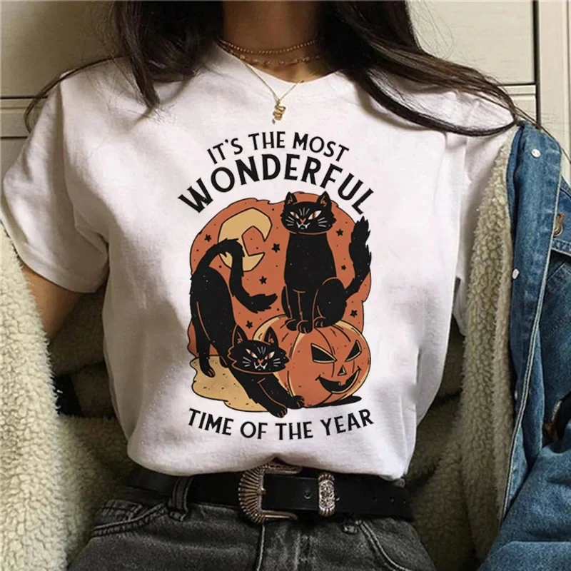 Cartoon Halloween Cat T-shirt  - Street Fashion Asian recension och pris