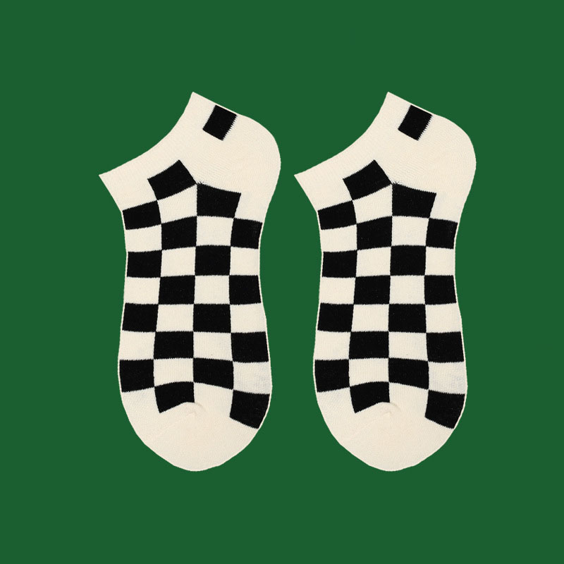 Women's Socks Black Checkerboa - Street Fashion Couple recension och pris