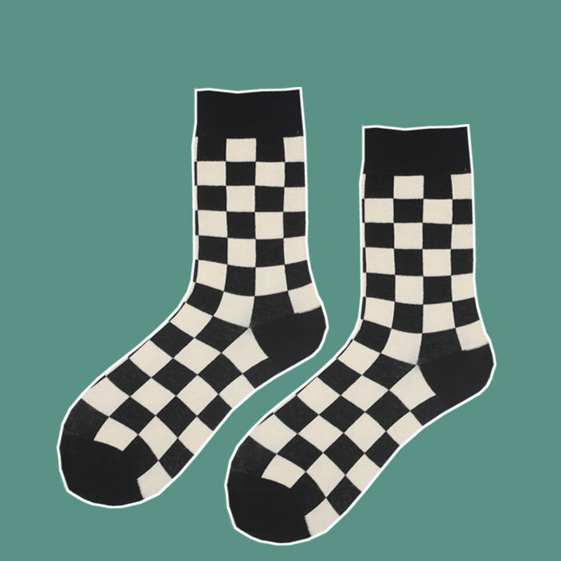 Women's Socks Black Checkerboa - Street Fashion Couple recension och pris
