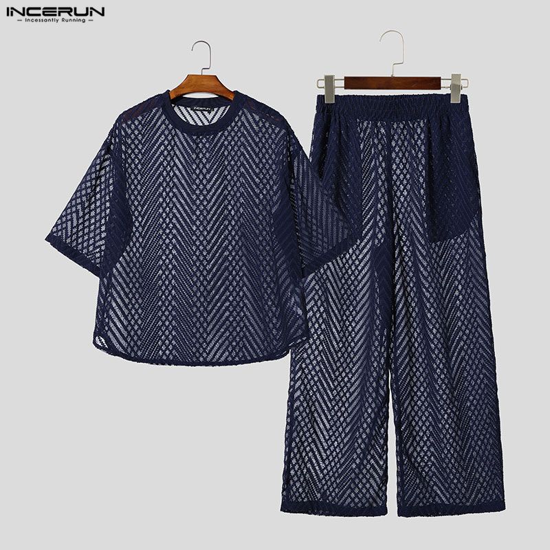 INCERUN Men's Sets See Through - Street Fashion Dance recension och pris
