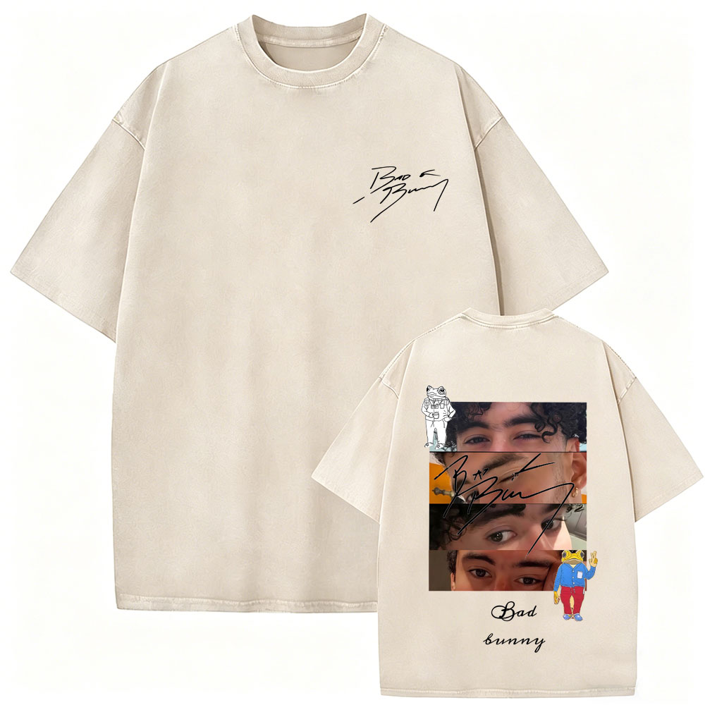 Rapper Bad Bunny Vintage Washe - Foto Street Fashion recension och pris