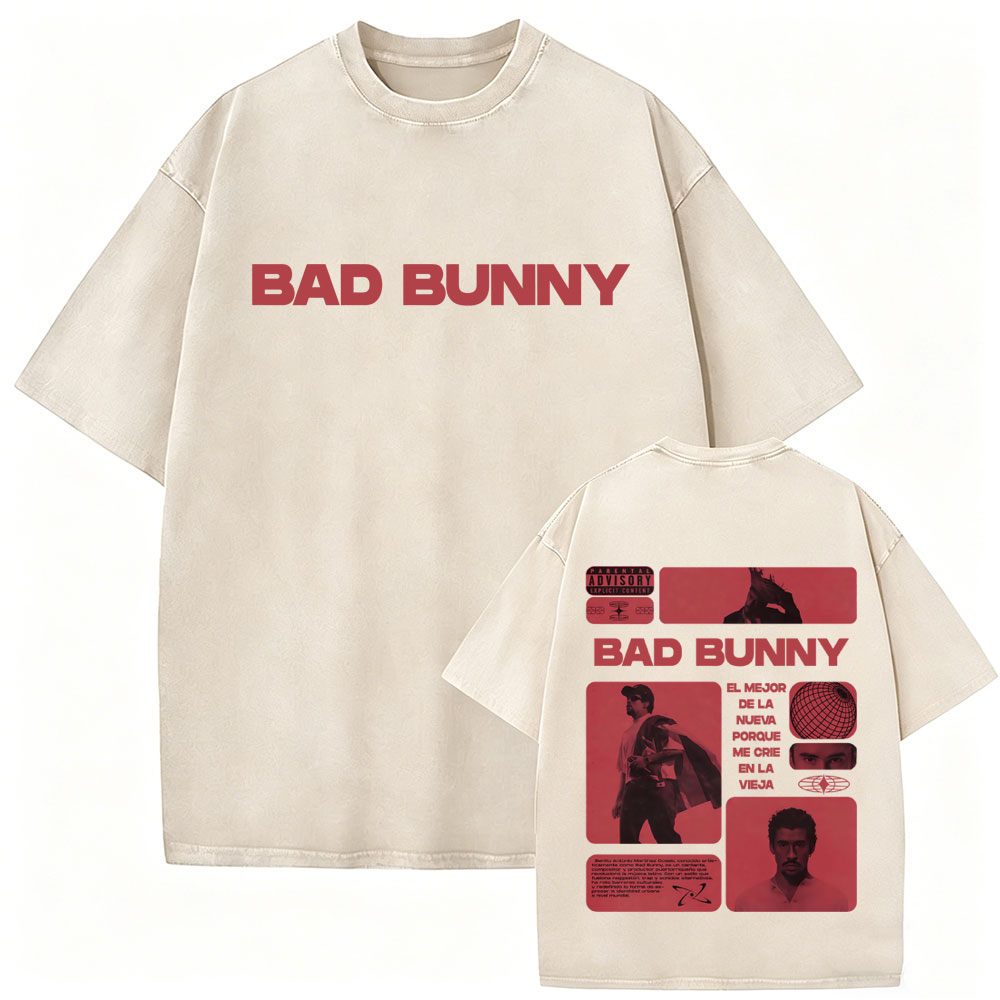 Rapper Bad Bunny Vintage Washe - Foto Street Fashion recension och pris