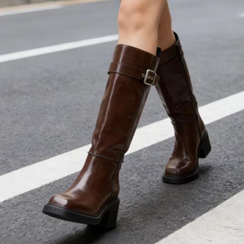 British Style Brown Knee Boots - Street Fashion Designers recension och pris