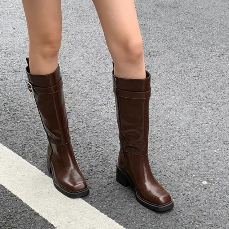 British Style Brown Knee Boots - Street Fashion Designers recension och pris