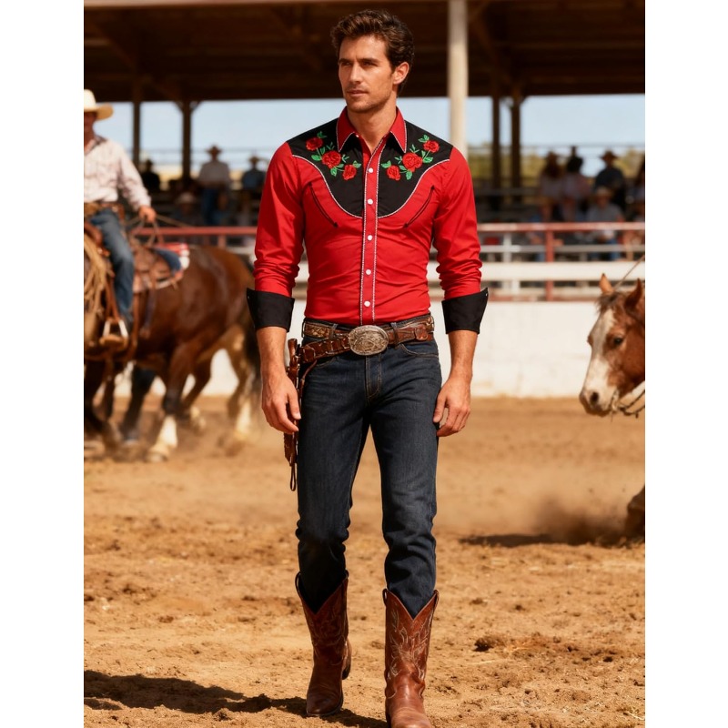 Men's Western Cowboy Shirt Lon - Street Fashion Dance recension och pris
