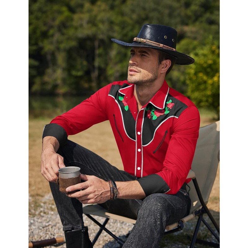 Men's Western Cowboy Shirt Lon - Street Fashion Dance recension och pris
