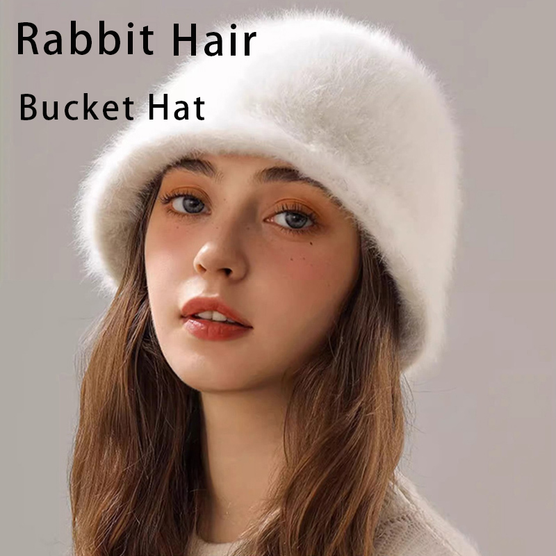 Winter Rabbit Hair Bucket Hat  - Street Fashion Russia recension och pris