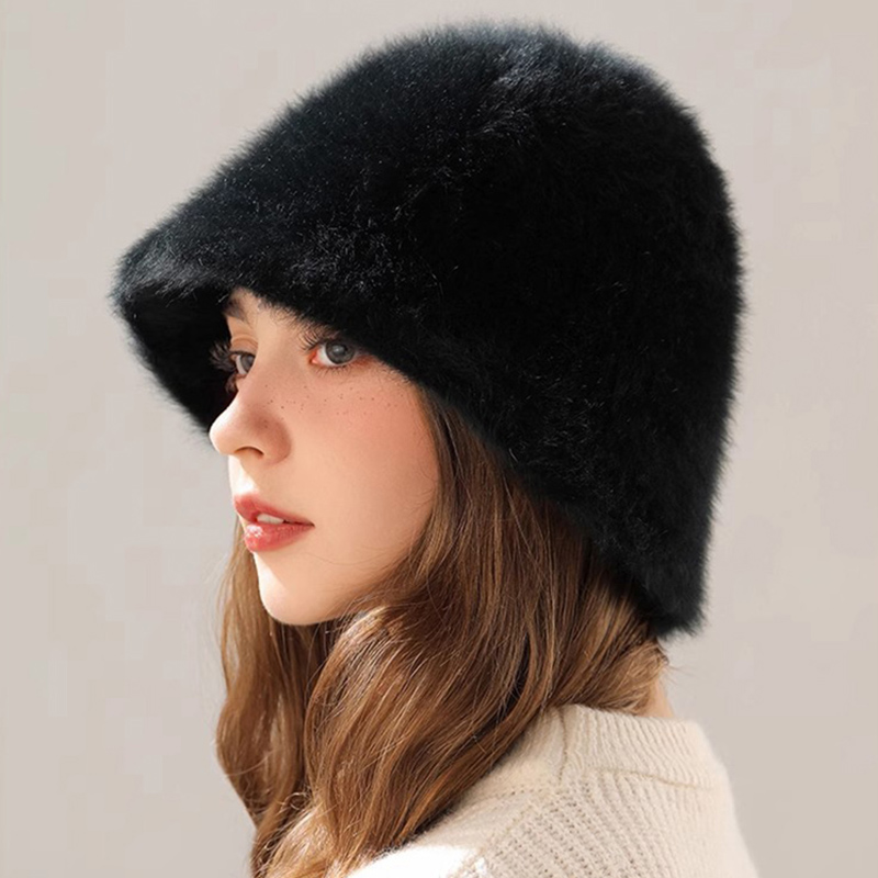 Winter Rabbit Hair Bucket Hat  - Street Fashion Russia recension och pris