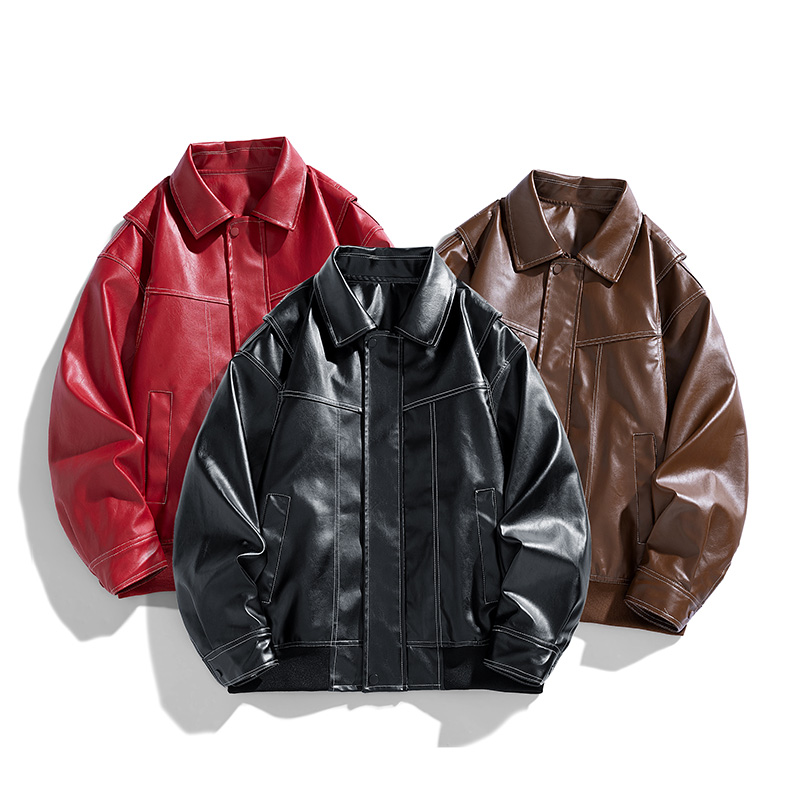 American Retro PU Leather Red  - Street Fashion Couple recension och pris