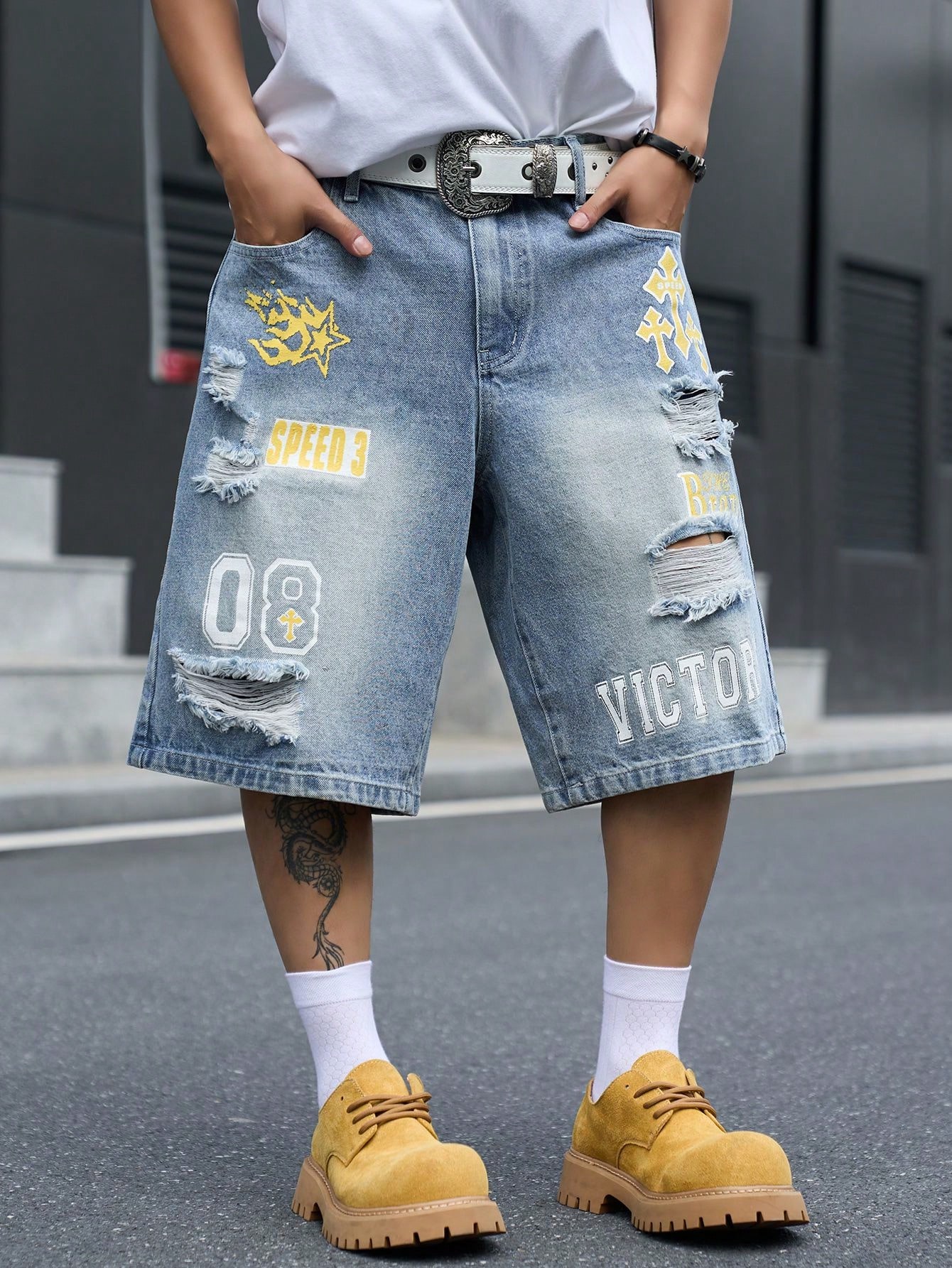 Men's Loose Fit Denim Bermuda  - Street Fashion Dance recension och pris
