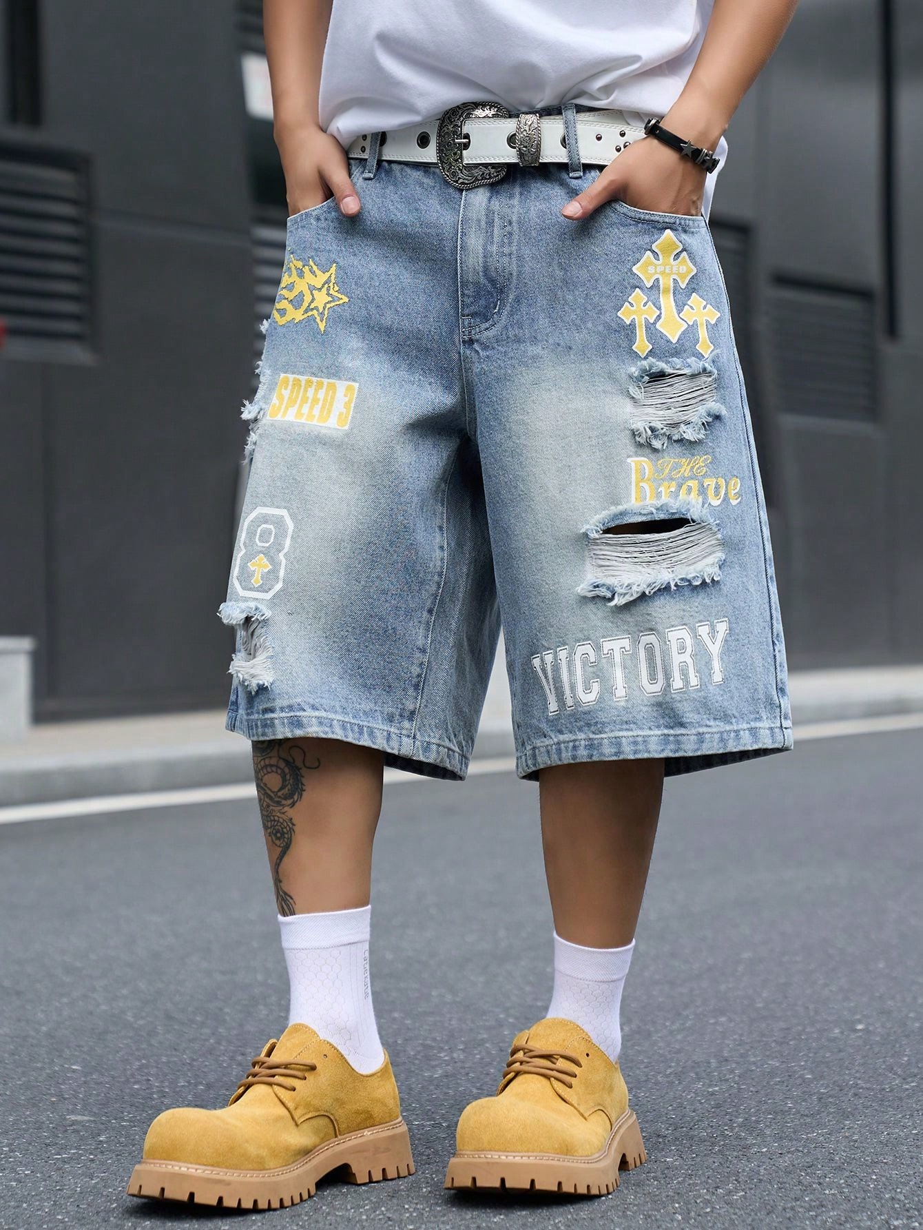 Men's Loose Fit Denim Bermuda  - Street Fashion Dance recension och pris