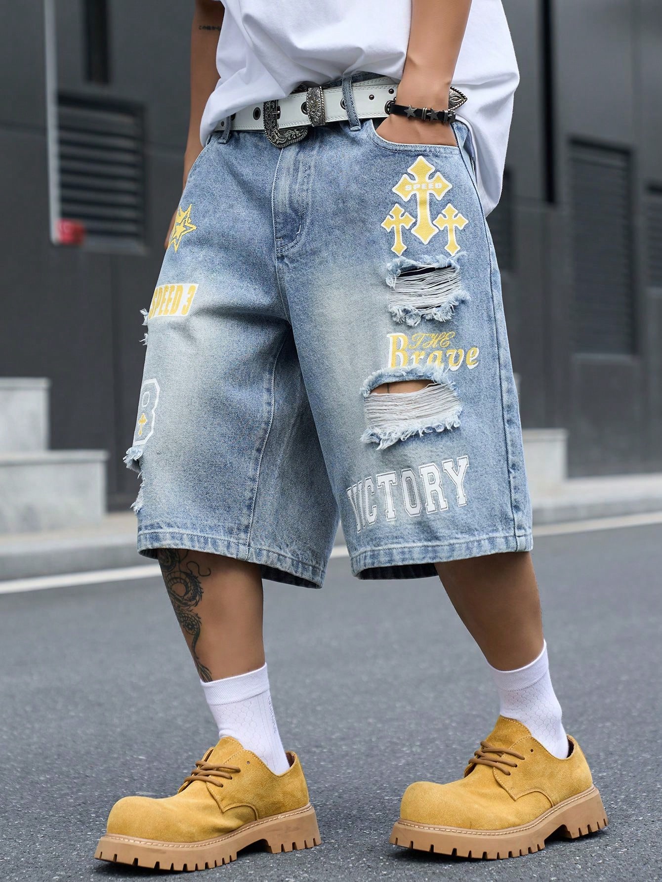 Men's Loose Fit Denim Bermuda  - Street Fashion Dance recension och pris